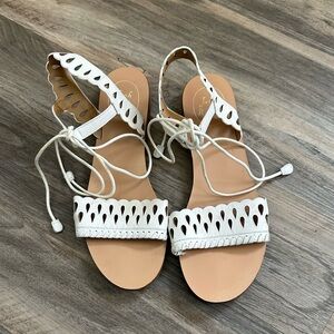 Jack Rogers White Ruby Ankle Tie Sandals